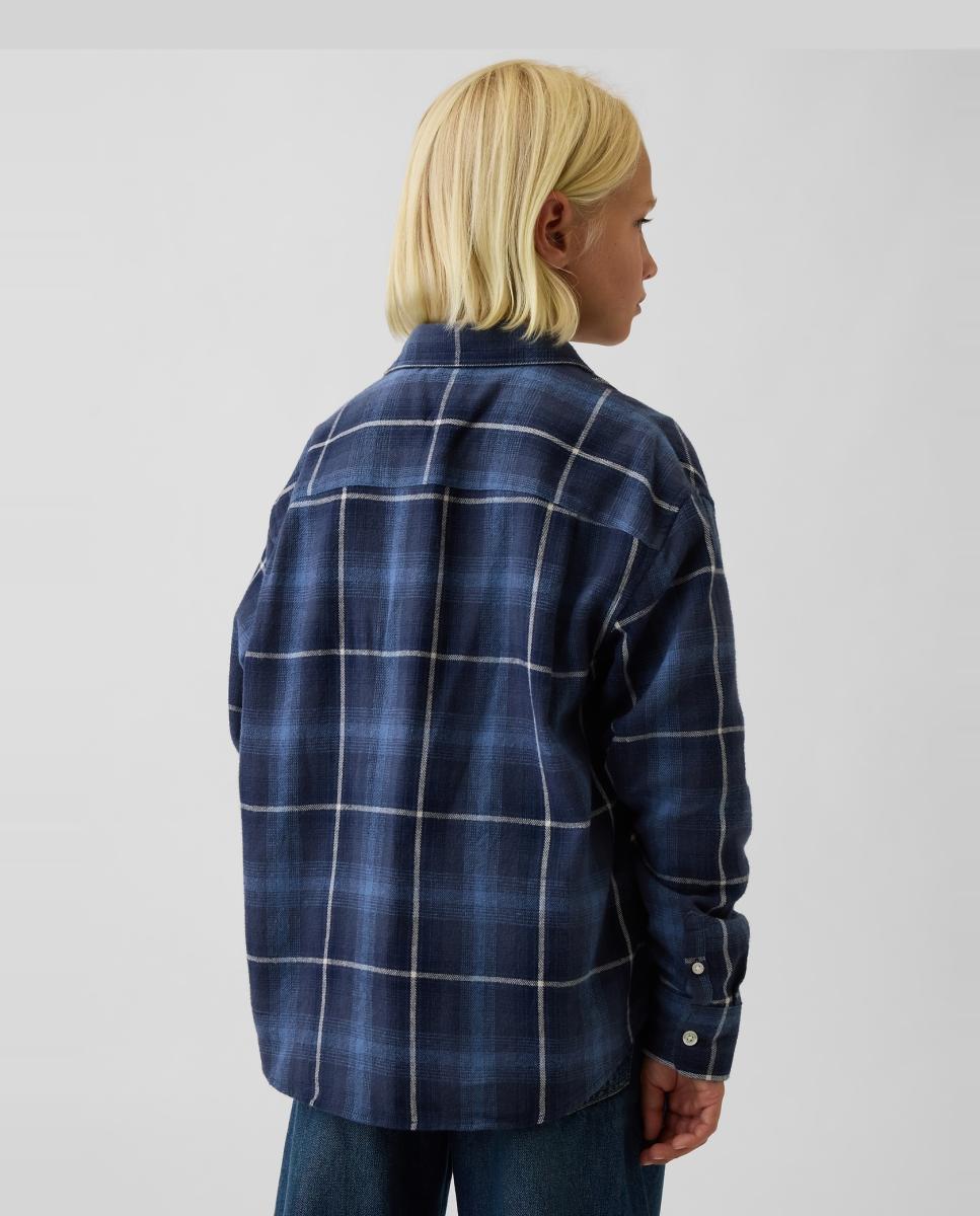 Camisa de Flanela Relaxed Fit Azul-3