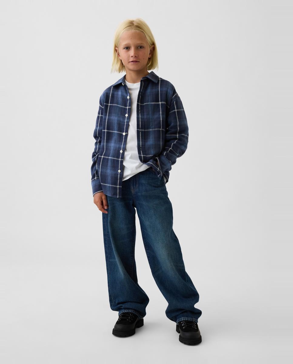 Camisa de Flanela Relaxed Fit Azul-4