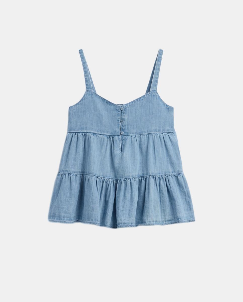 Camiseta vaquera sin mangas con volantes de niña - Gap - Azul claro Azul claro-2