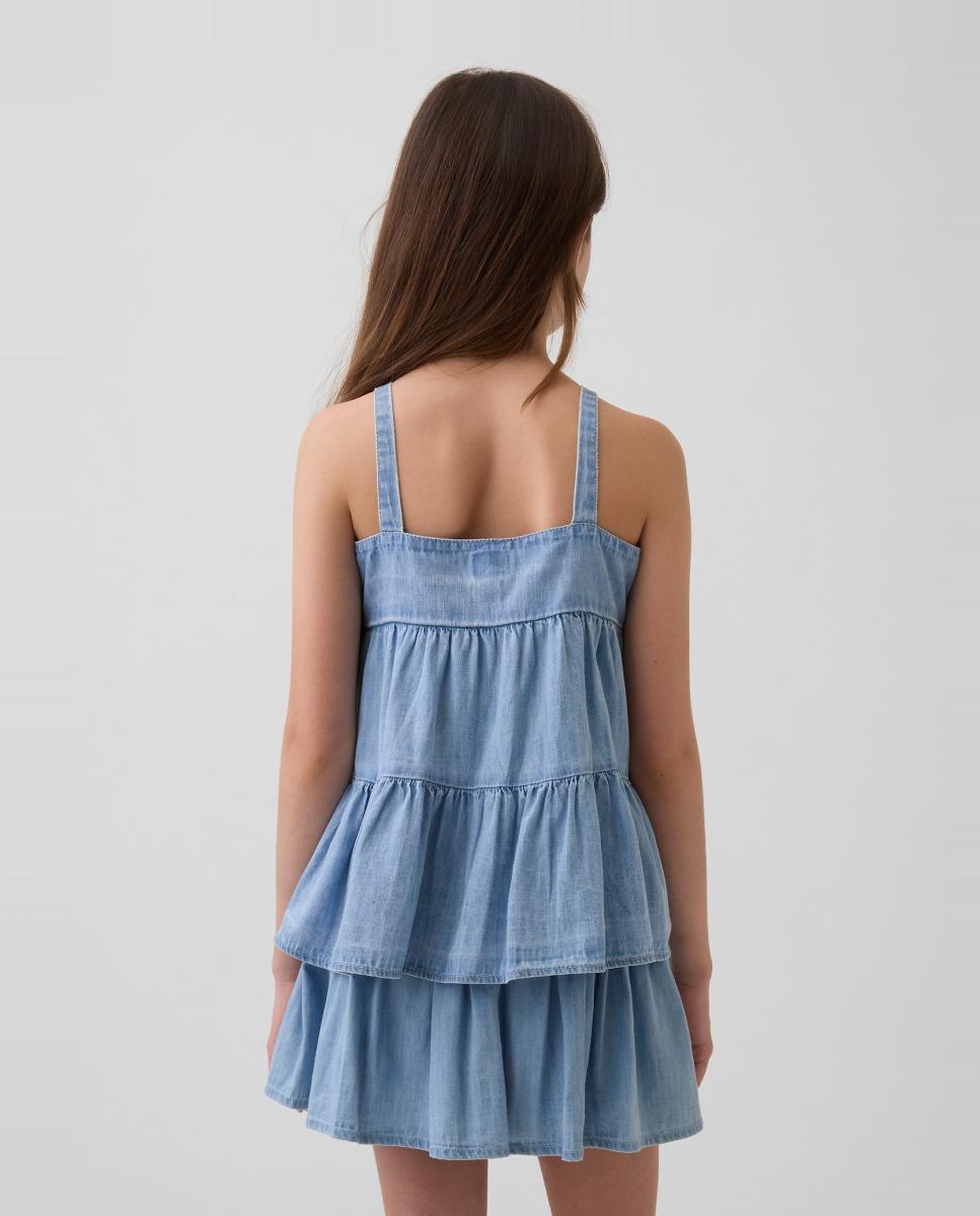 Camiseta vaquera sin mangas con volantes de niña - Gap - Azul claro Azul claro-3