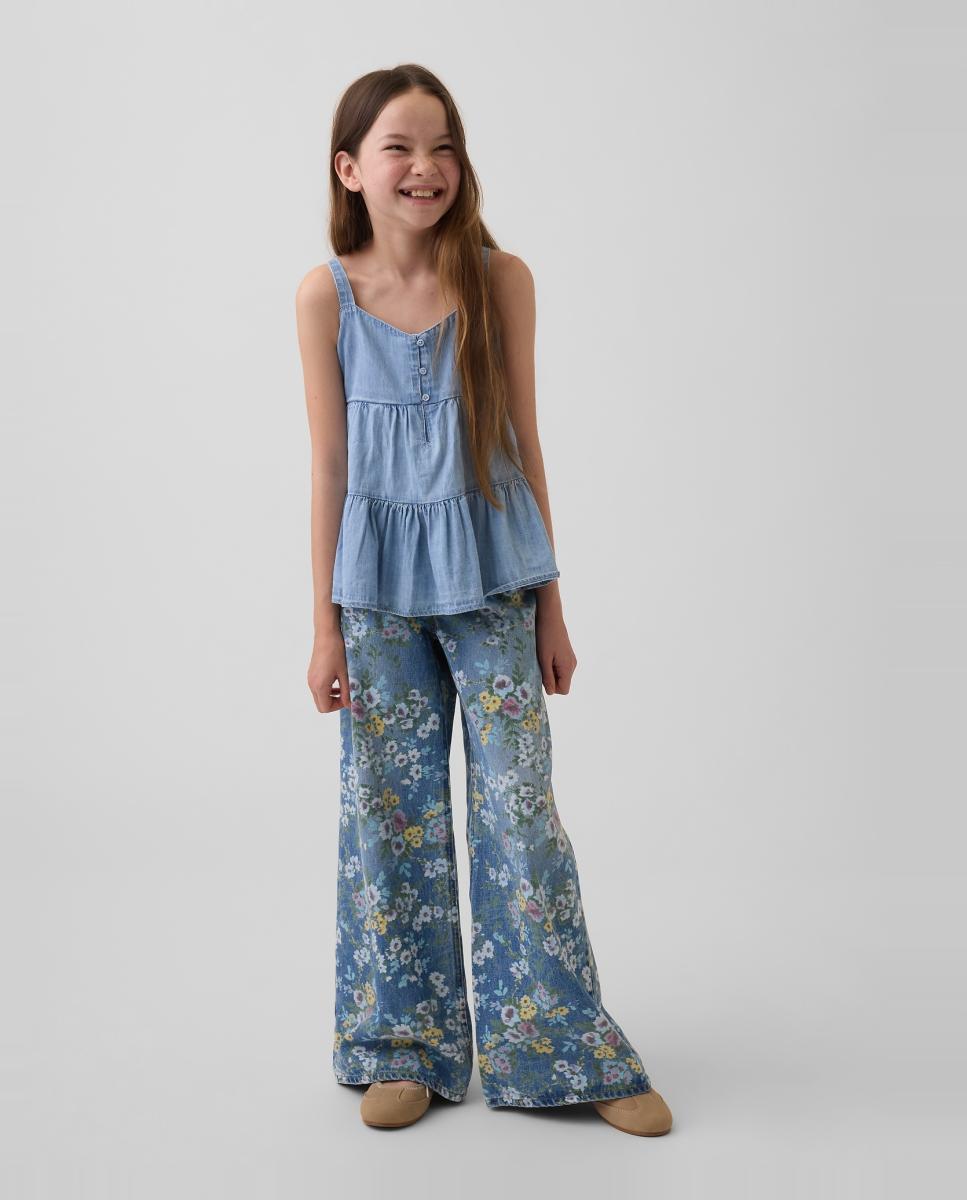 Camiseta vaquera sin mangas con volantes de niña - Gap - Azul claro Azul claro-4