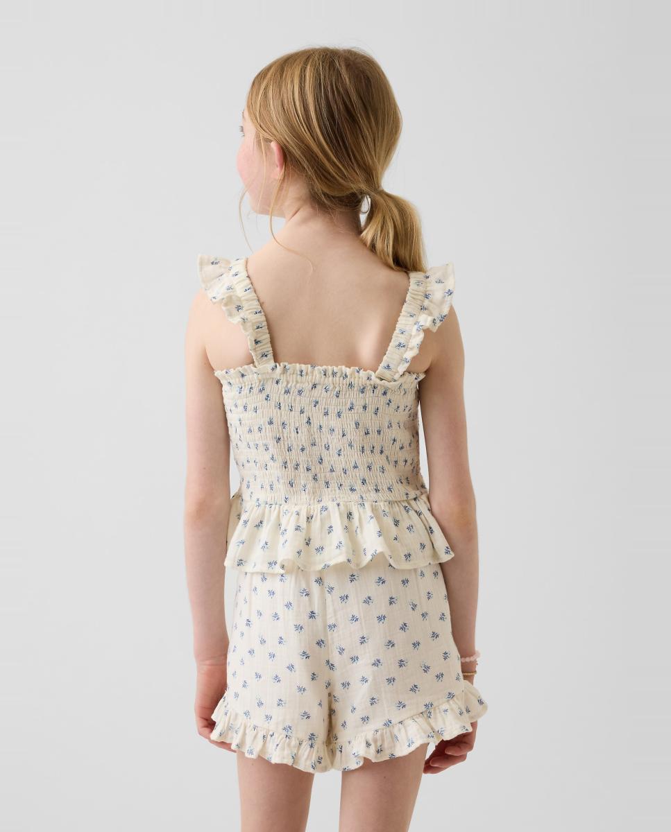 Top Justo com Alças Elásticas com Folho Branco-2