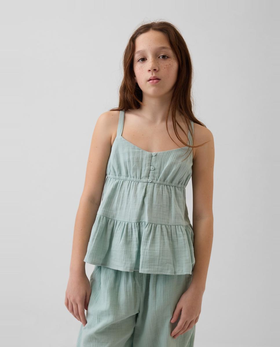 Top de niña con tirantes y volantes - Gap - Azul claro Azul claro-1