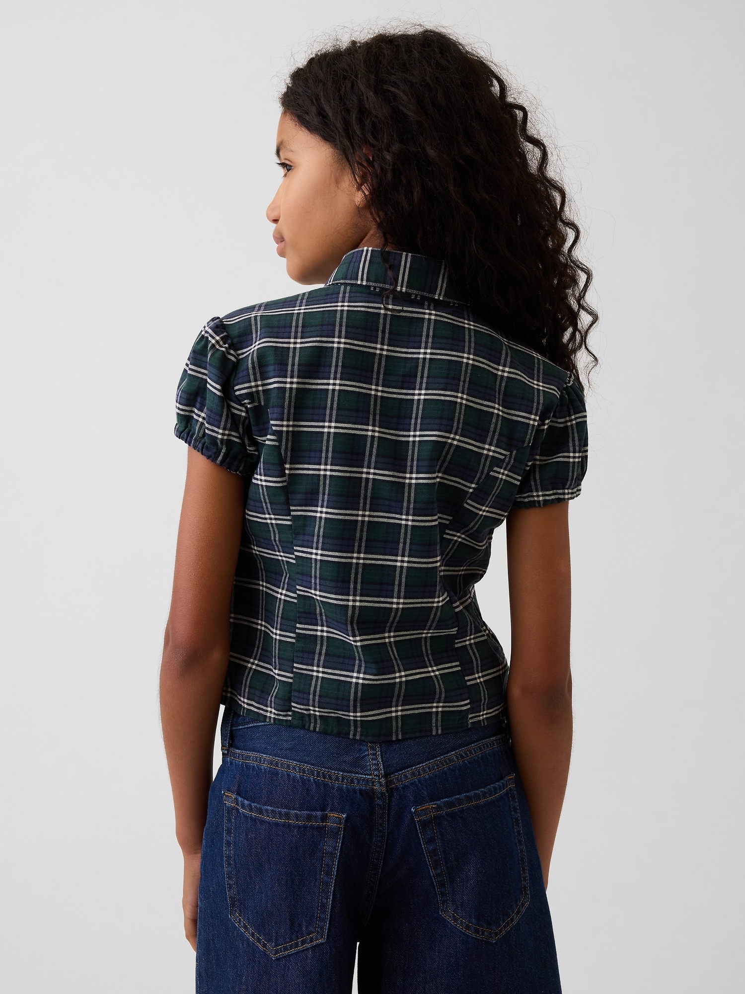 Blusa de niña manga corta y botones - Gap - Verde Verde-3