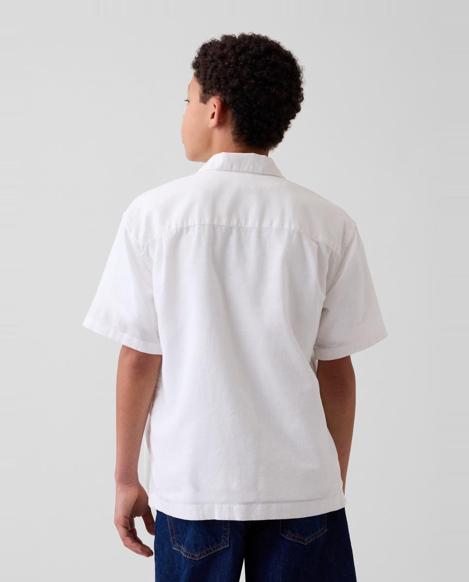 Camisa Lisa Relaxed Fit com Manga Curta Gap Branco-2