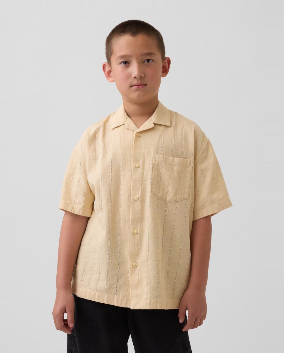 T-shirt de Algodão Relaxed Fit com Manga Curta Gap Amarelo-1