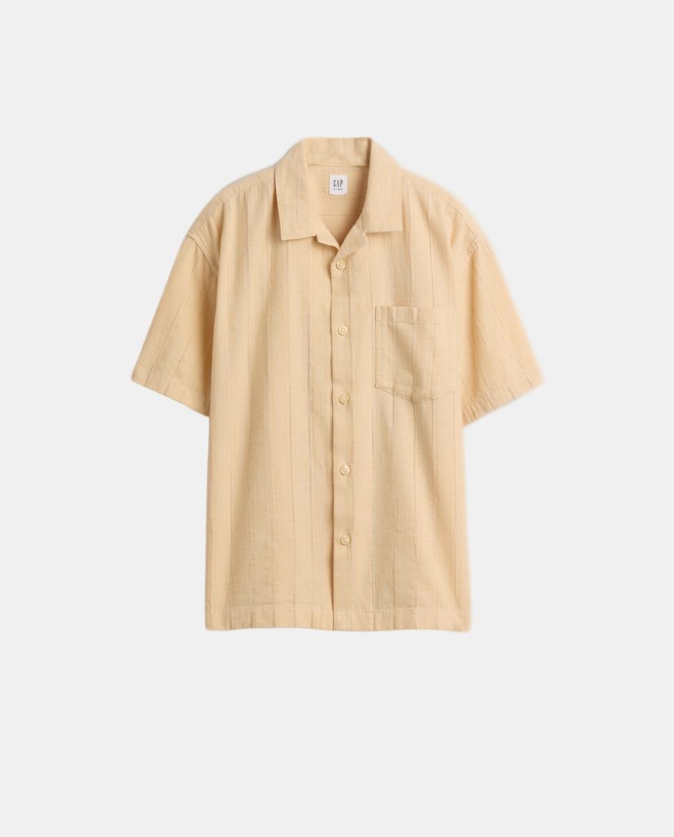 T-shirt de Algodão Relaxed Fit com Manga Curta Gap Amarelo-2