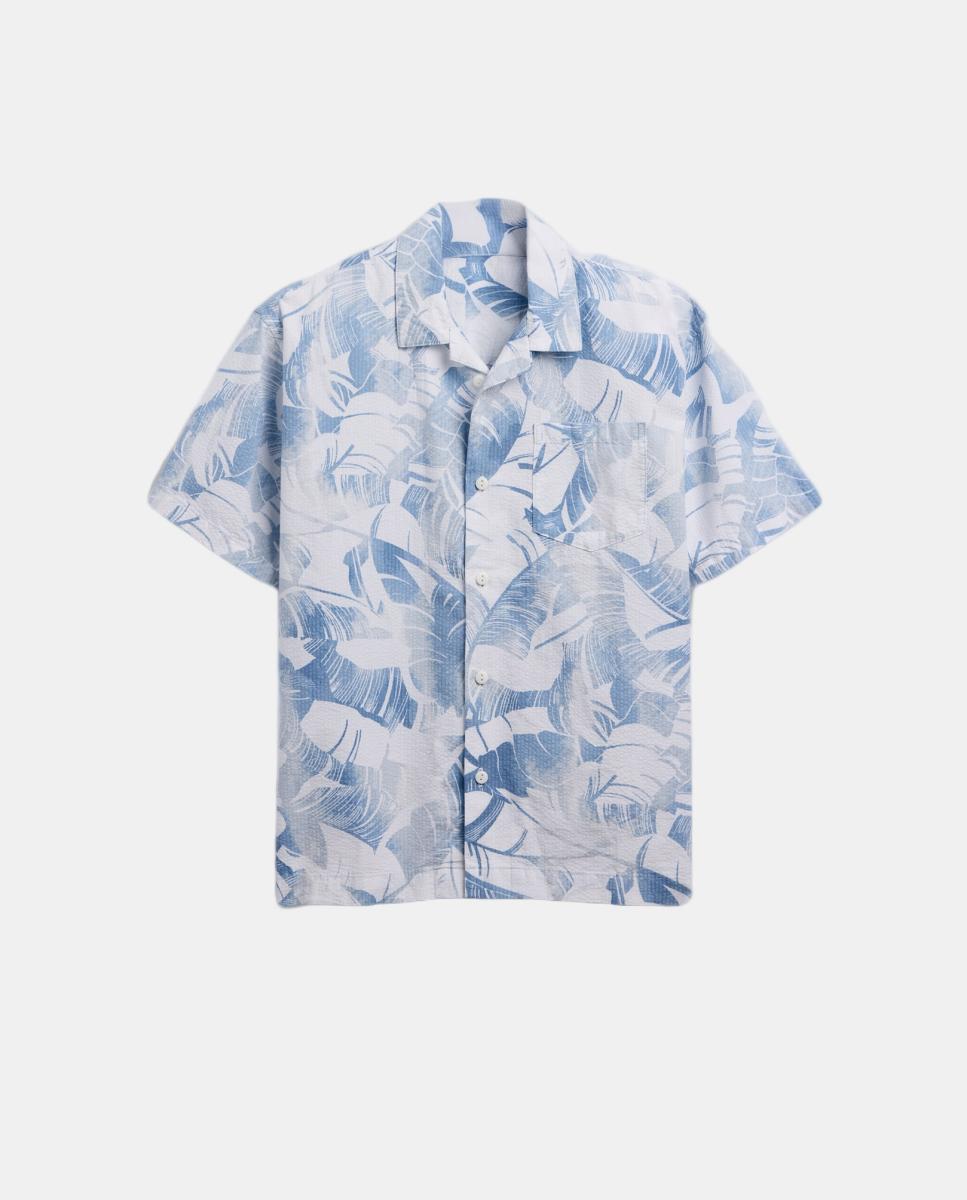 Camisa de Manga Curta com Bolso de Remendo no Peito Gap Azul-claro-4
