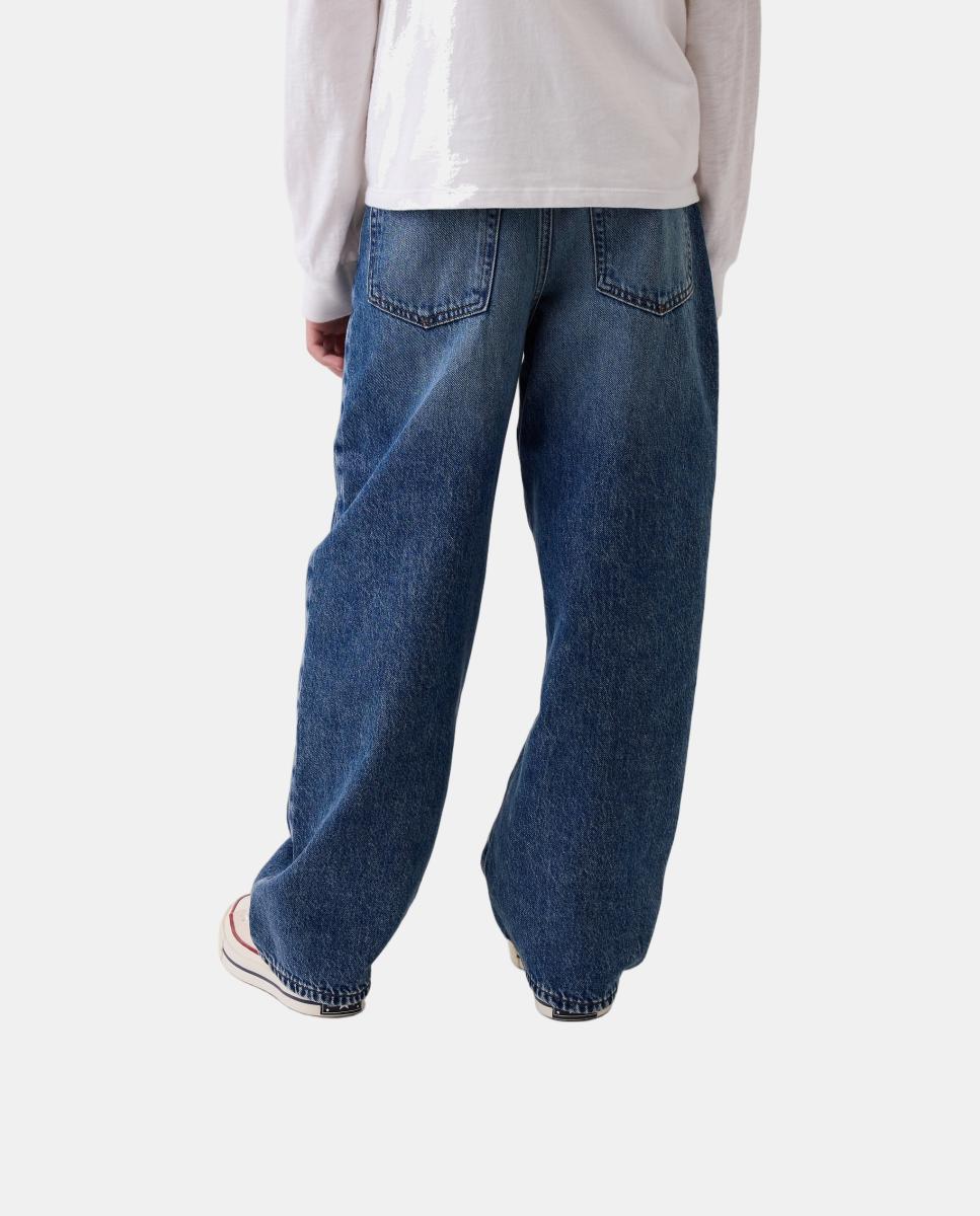 Jeans Baggy Tapered com Lavagem Azul-4