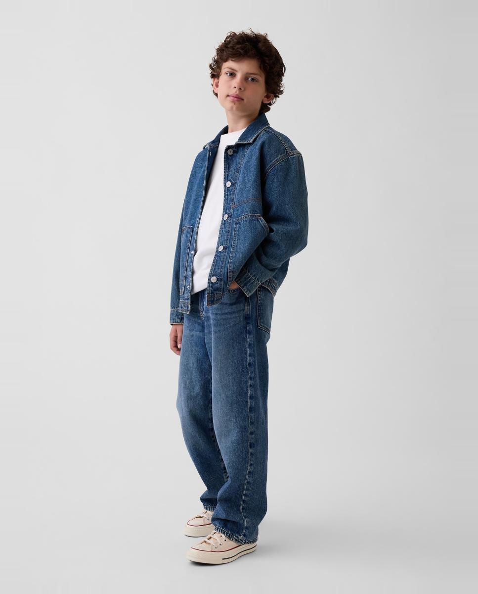 Jeans Baggy Tapered com Lavagem Azul-5