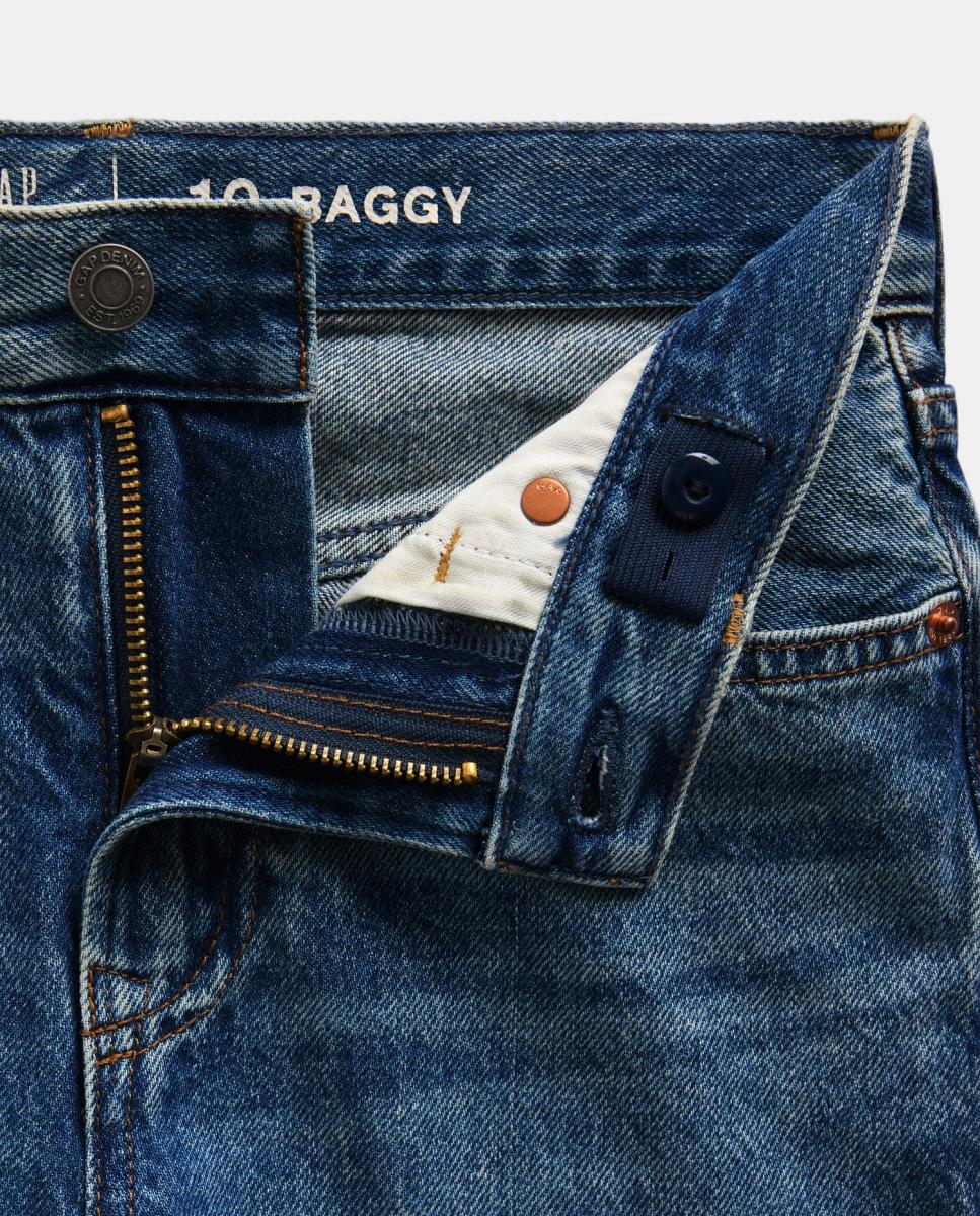 Jeans Baggy Tapered com Lavagem Azul-6