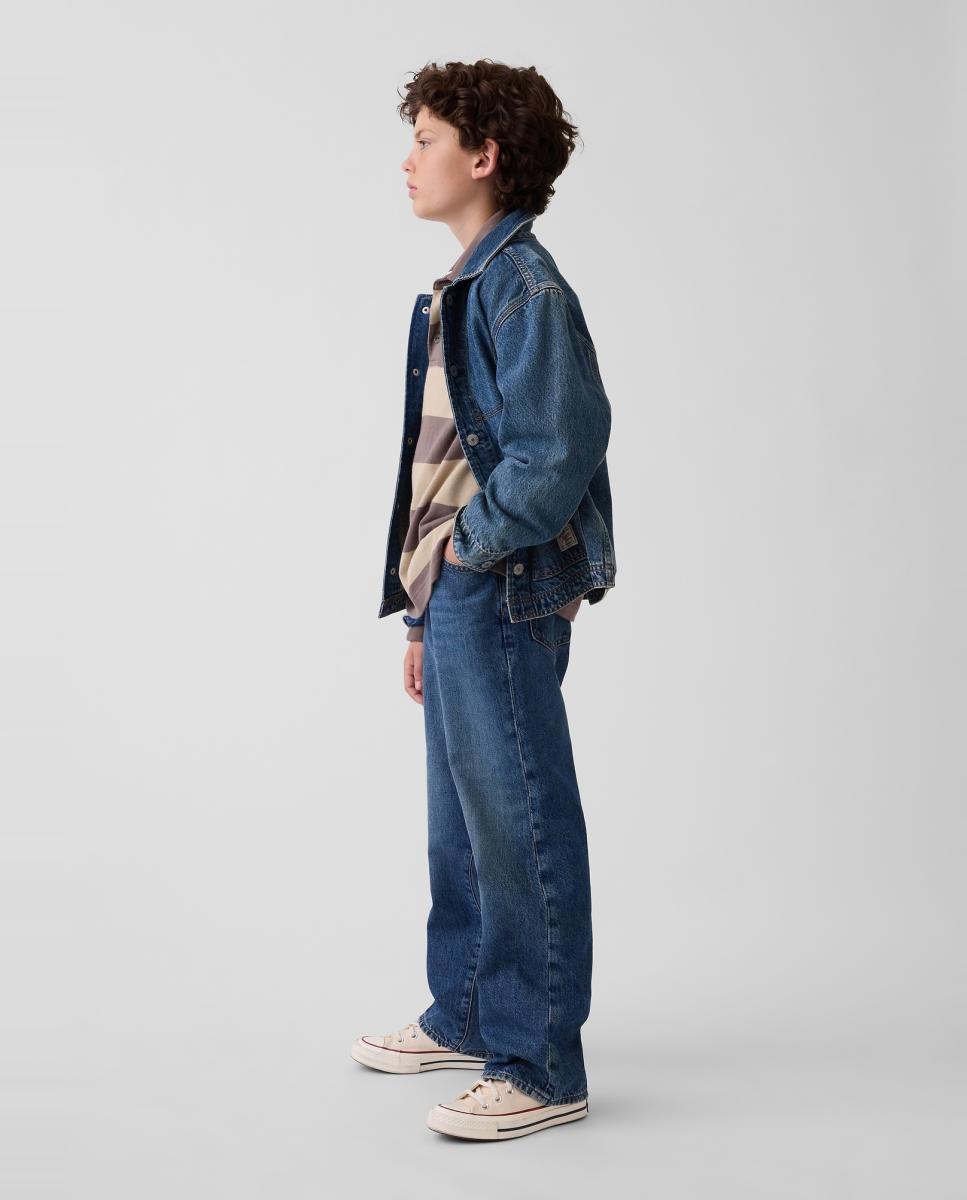 Jeans Loose Leg de Cinco Bolsos Azul-5