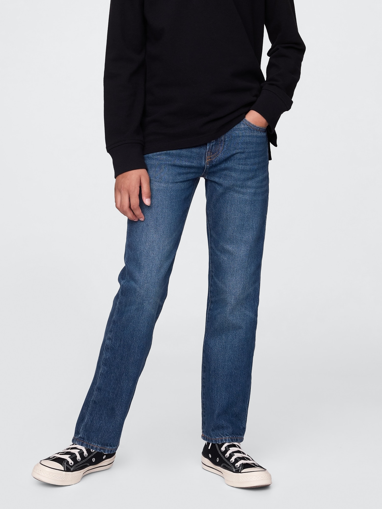 Jeans com Cinco Bolsos Azul-escuro-2