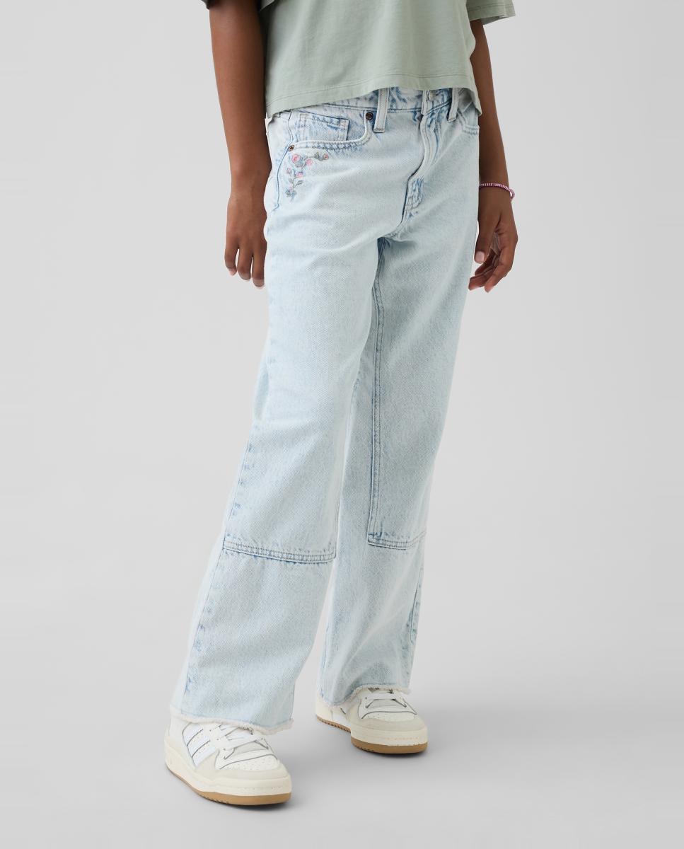 Jeans de Cintura Baixa e Boca de Sino Gap Azul-claro-3