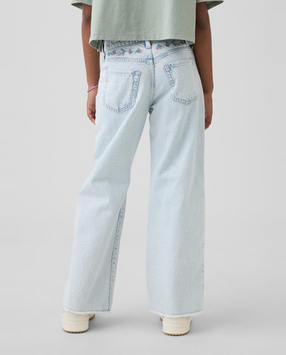 Jeans de Cintura Baixa e Boca de Sino Gap Azul-claro-4