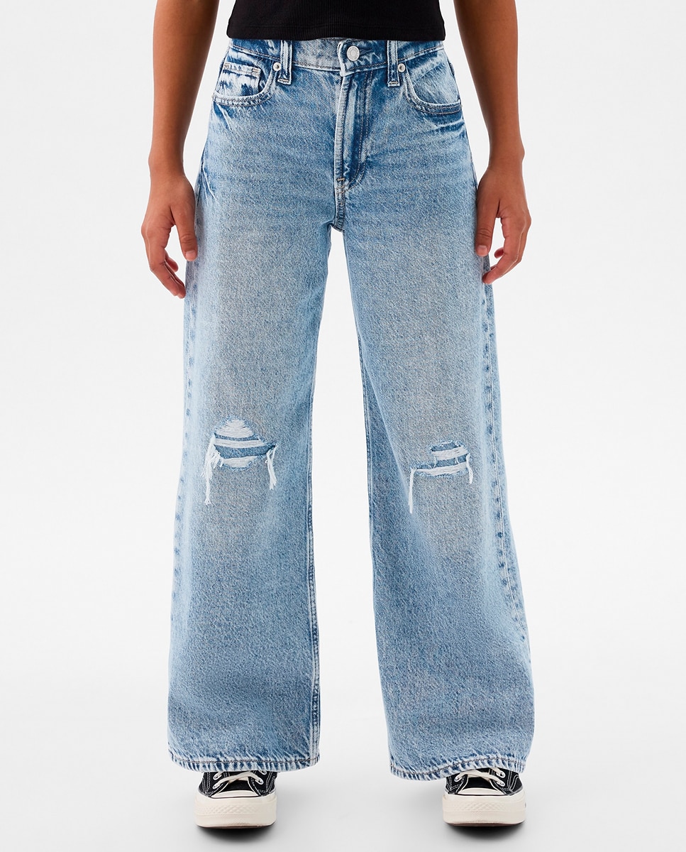 Jeans Clássicas com Cinco Bolsos Gap Azul-claro-2