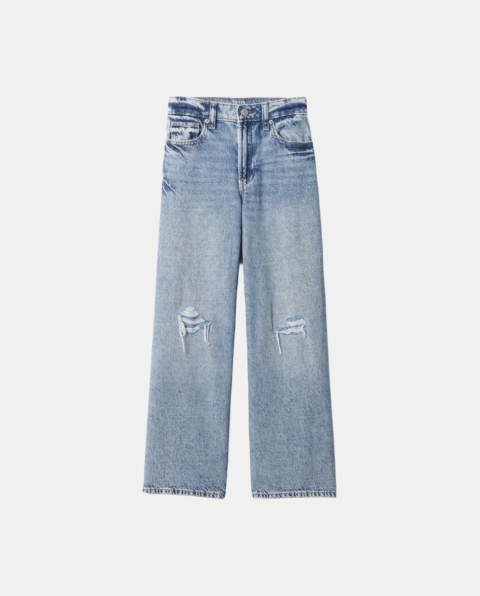 Jeans Clássicas com Cinco Bolsos Gap Azul-claro-4