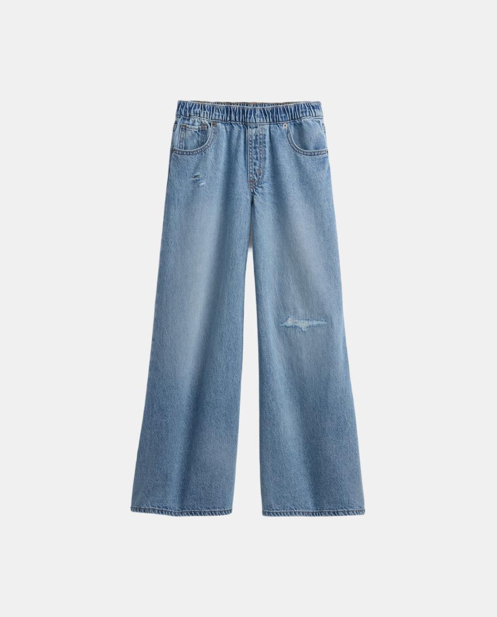 Jeans Folgadas com Cintura Baixa Gap Azul-claro-2