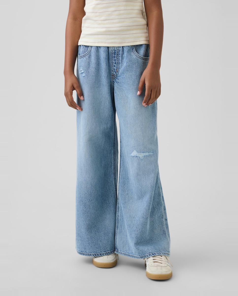 Jeans Folgadas com Cintura Baixa Gap Azul-claro-3
