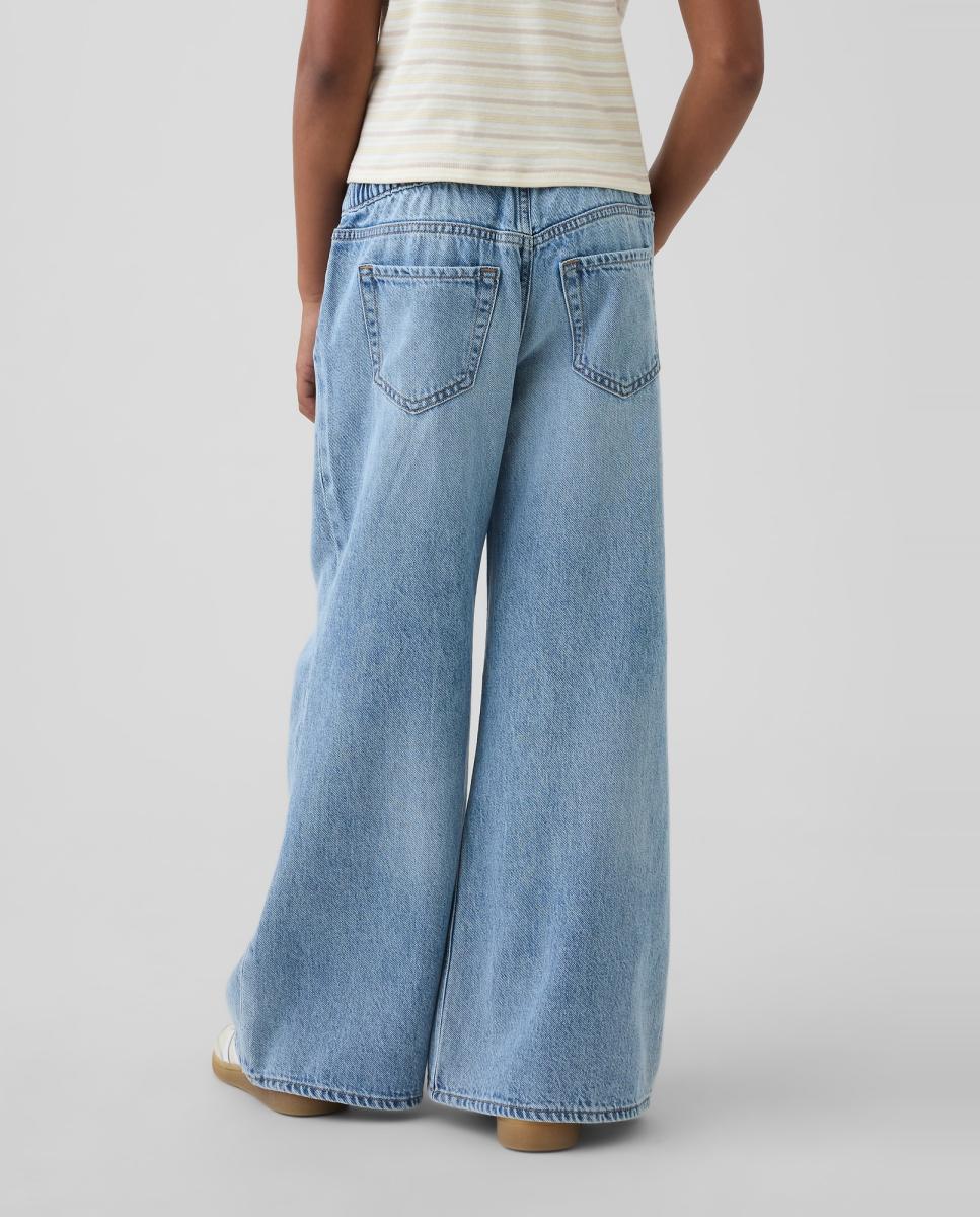 Jeans Folgadas com Cintura Baixa Gap Azul-claro-4