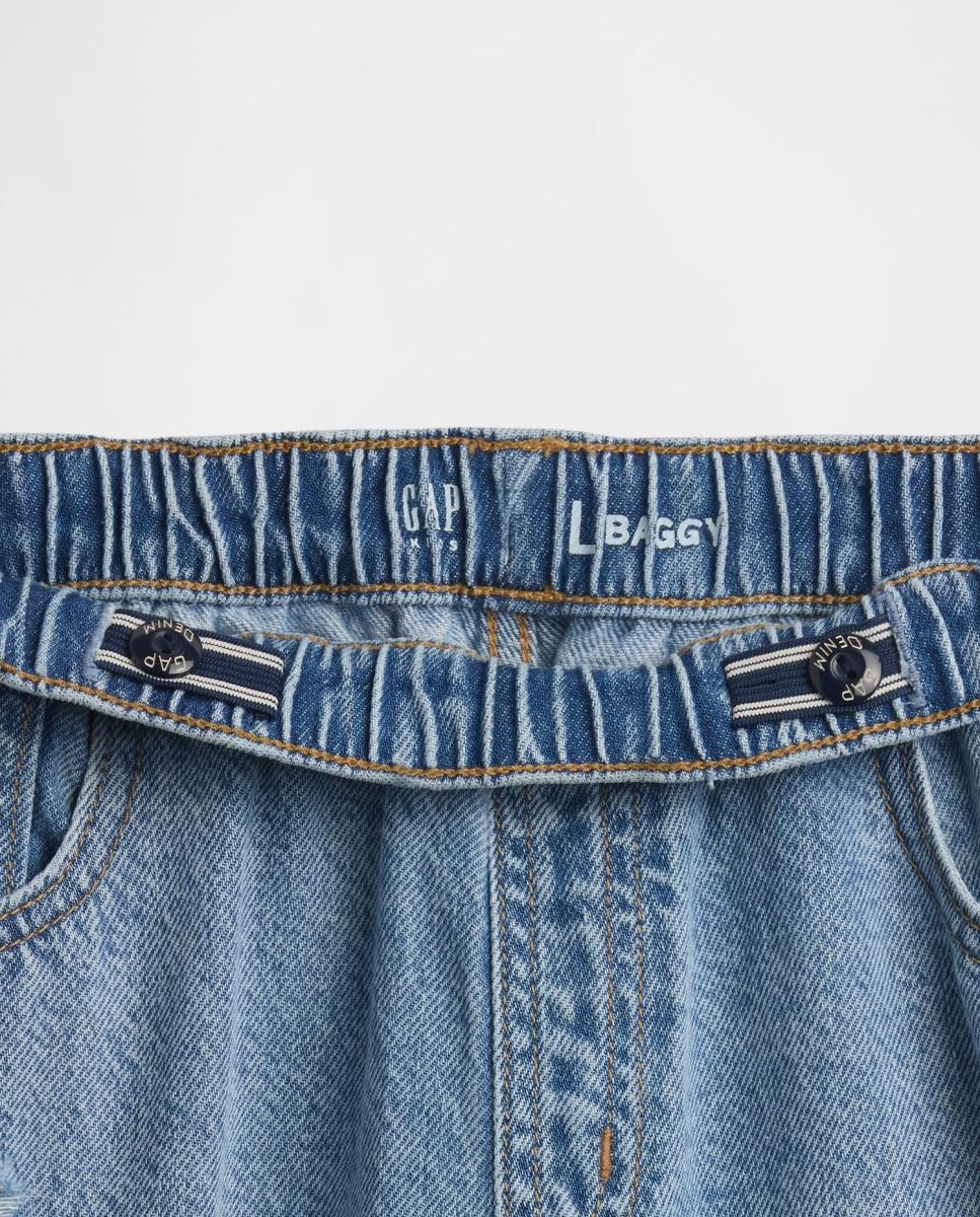 Jeans Folgadas com Cintura Baixa Gap Azul-claro-5