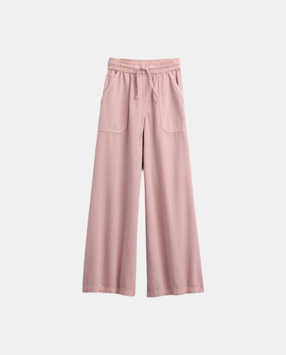 Jeans Largas com Cós Baixo Gap Rosa-2
