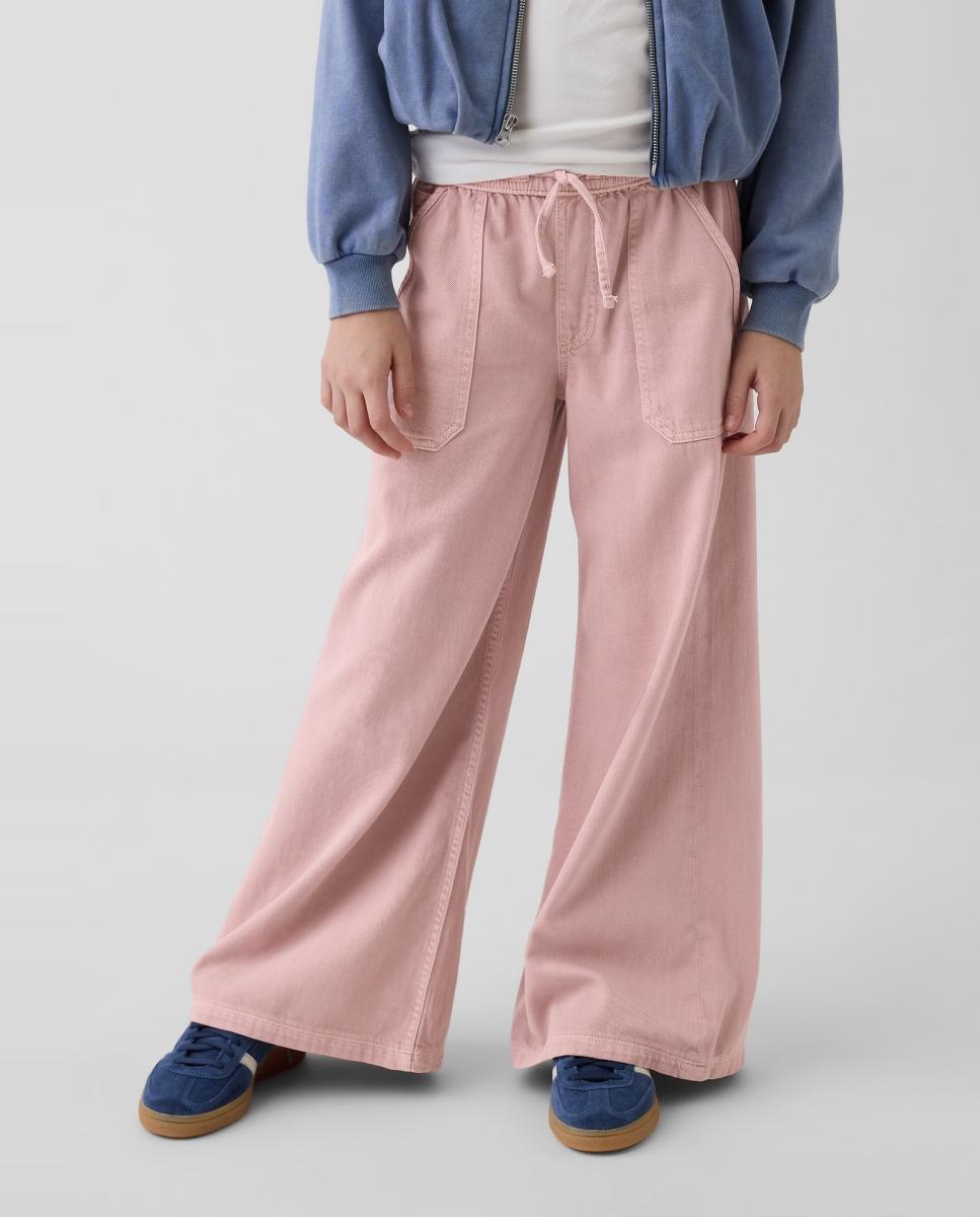 Jeans Largas com Cós Baixo Gap Rosa-3
