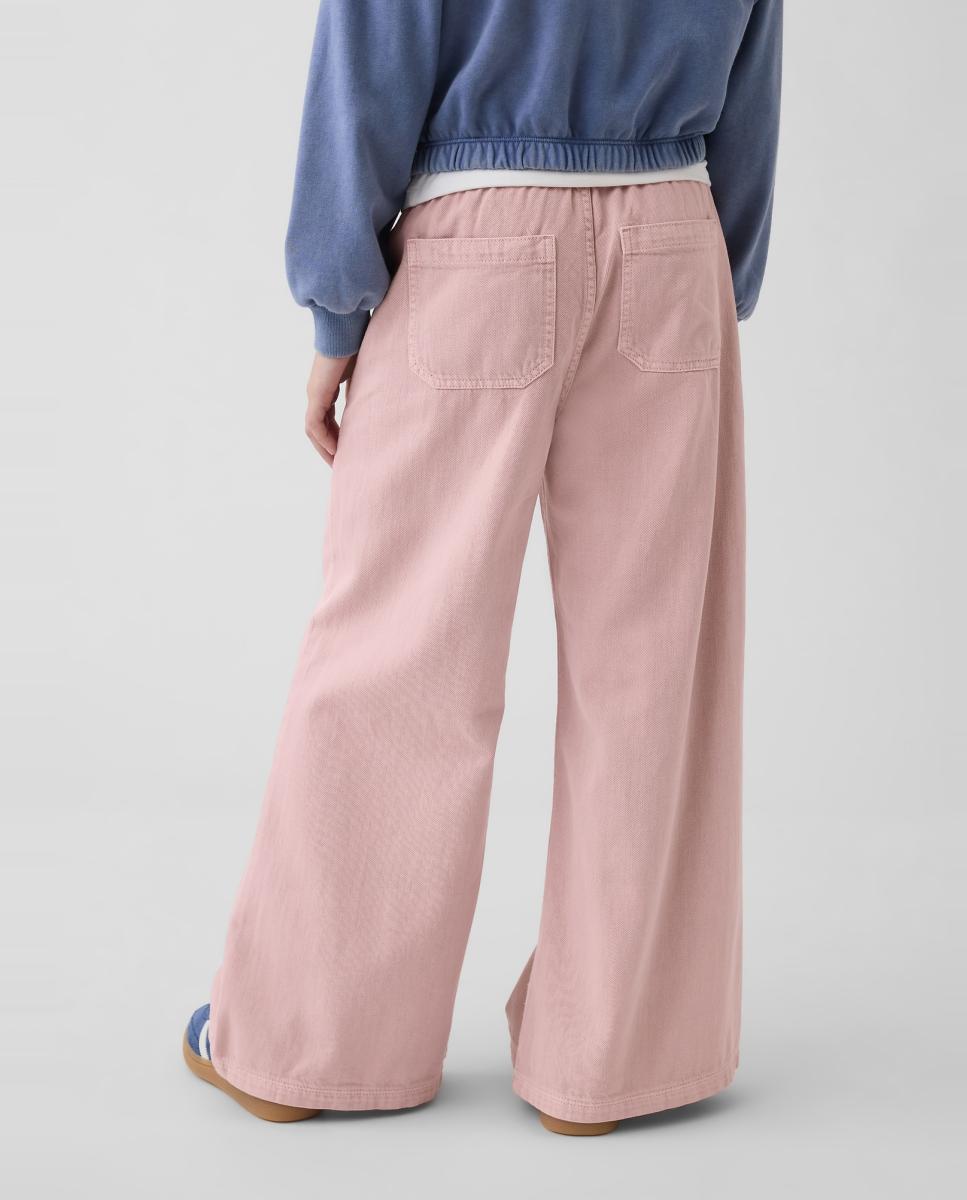 Jeans Largas com Cós Baixo Gap Rosa-4