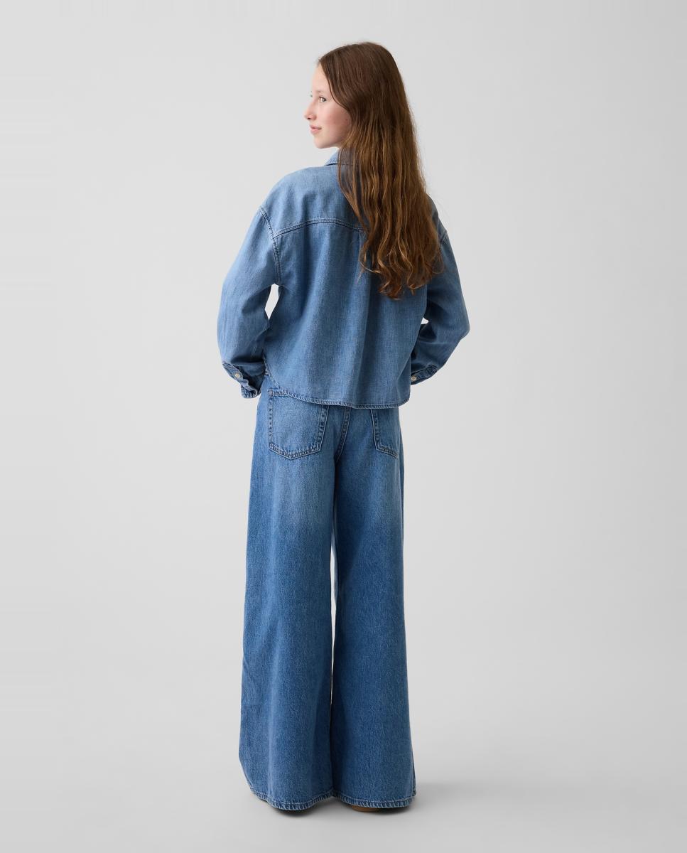 Jeans Baggy com Cintura Elástica Azul-4