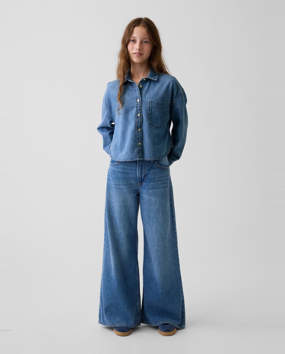 Jeans Baggy com Cintura Elástica Azul-6