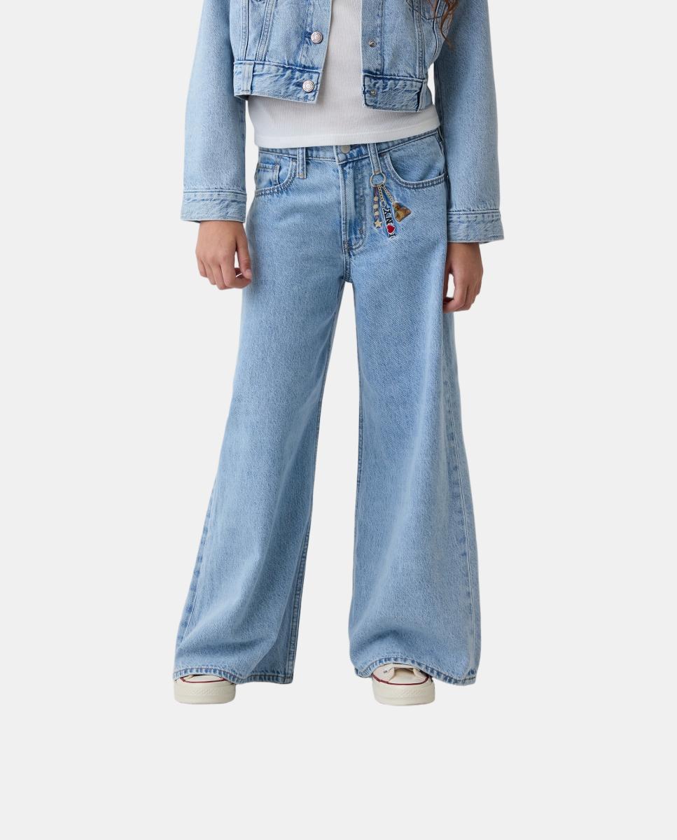 Jeans Baggy com Cintura Elástica Azul-claro-3