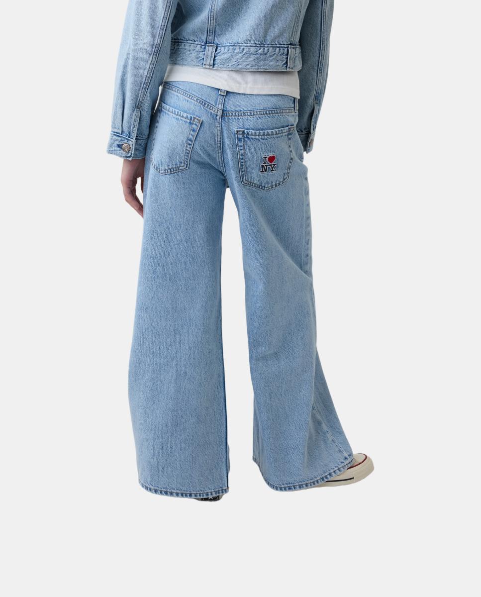 Jeans Baggy com Cintura Elástica Azul-claro-4