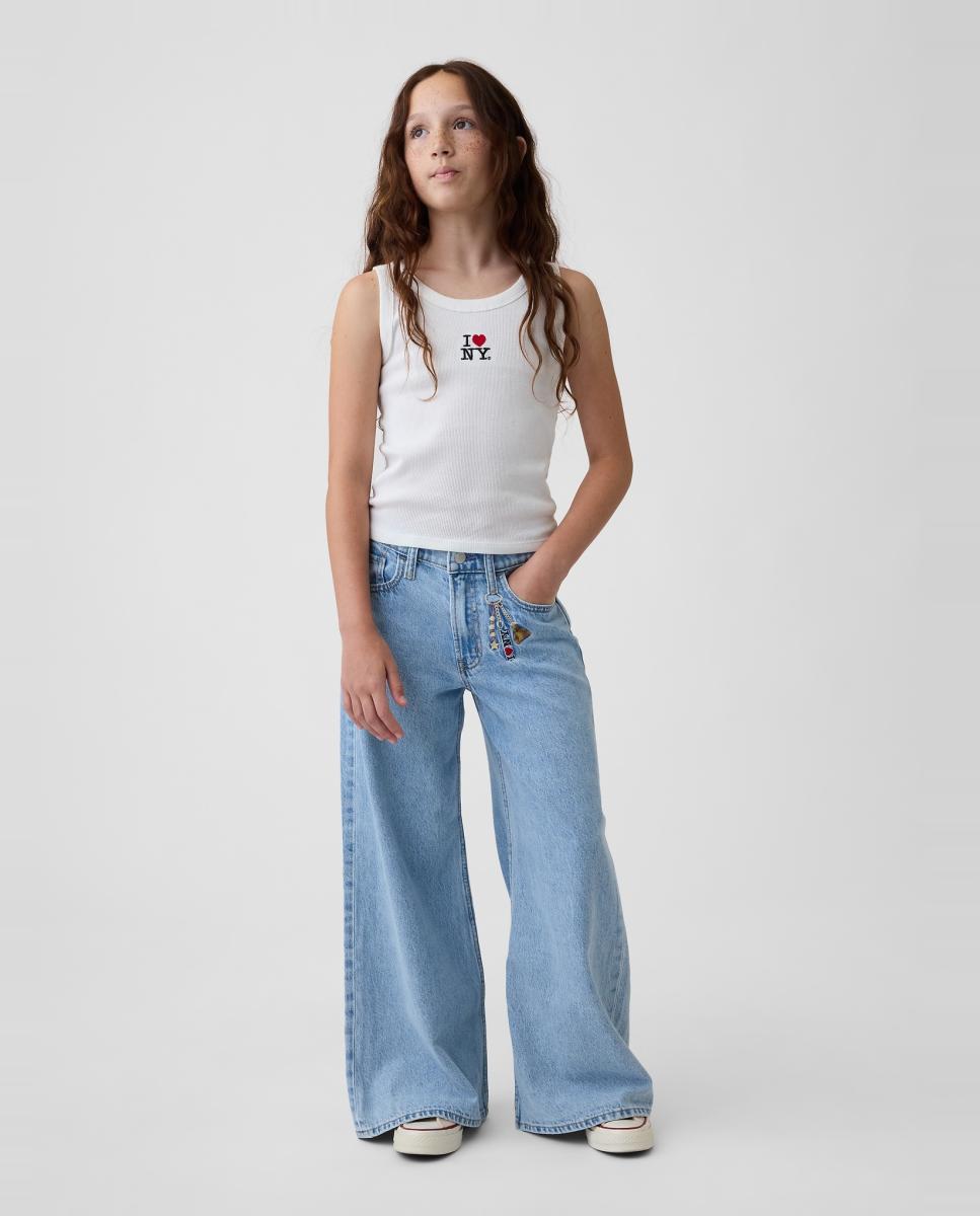 Jeans Baggy com Cintura Elástica Azul-claro-5