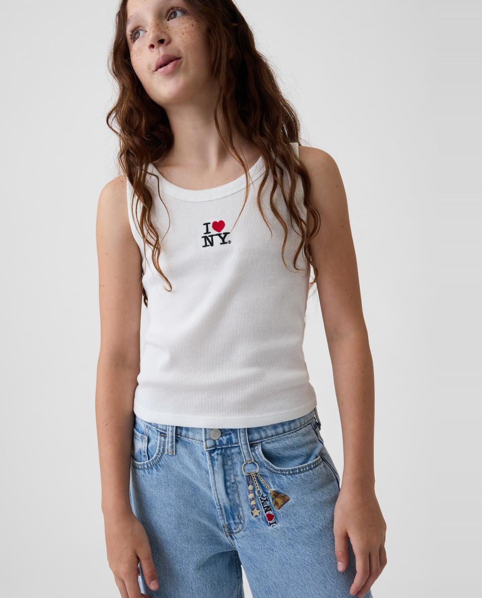 Jeans Baggy com Cintura Elástica Azul-claro-6