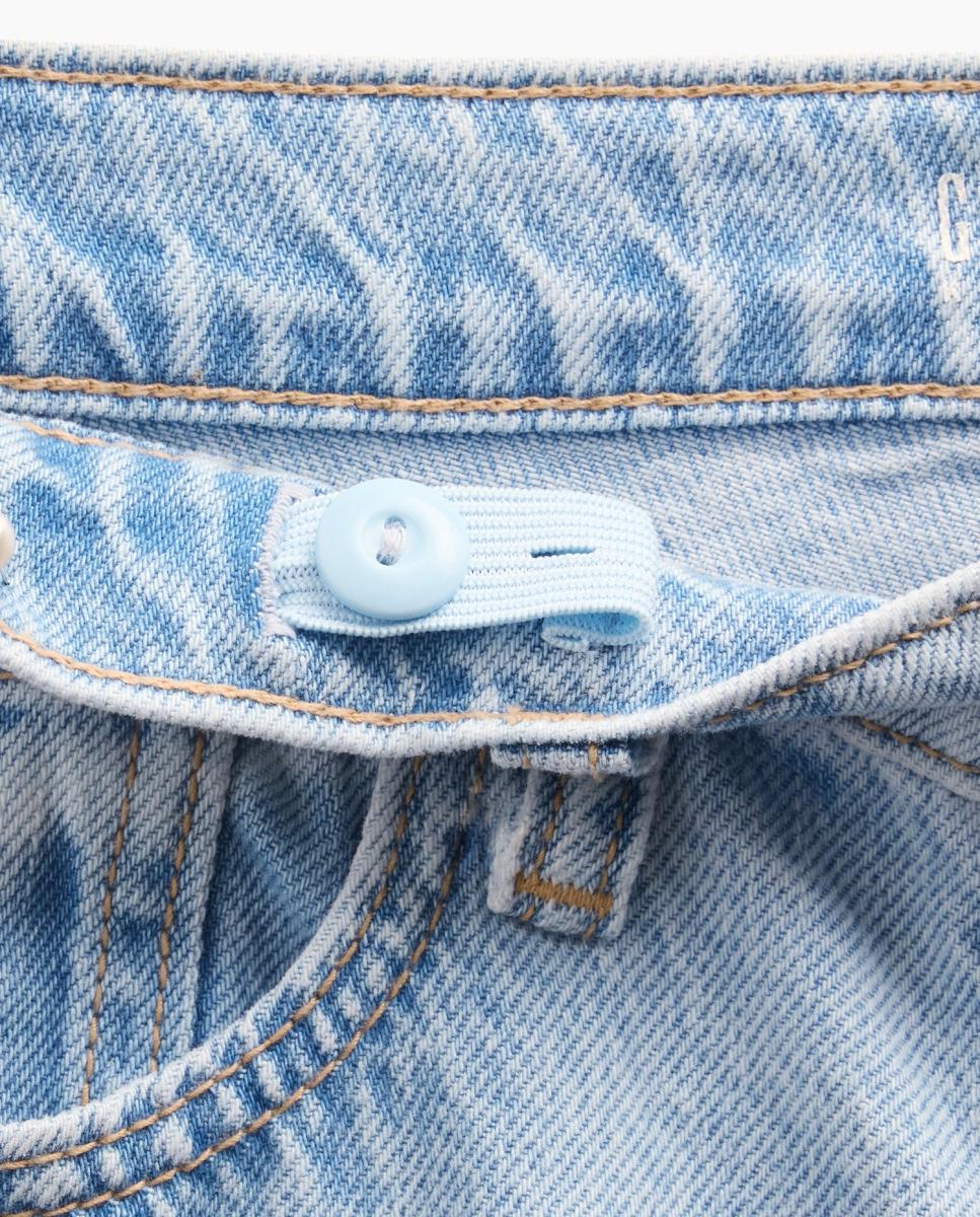 Jeans Baggy com Cintura Elástica Azul-claro-8