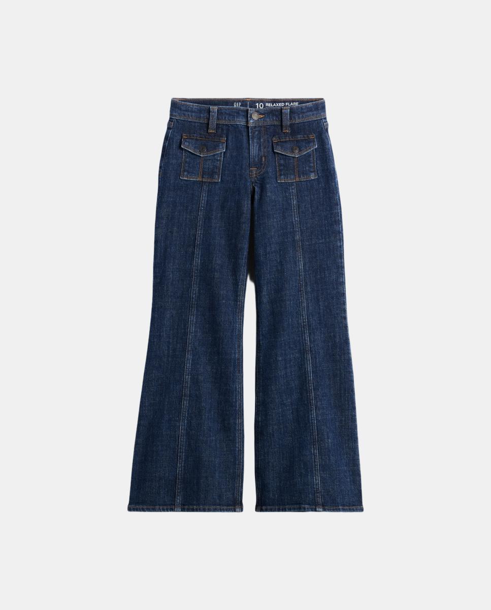 Vaquero de niña fiare con bolsillos de parche - Gap - Azul índigo Azul índigo-2