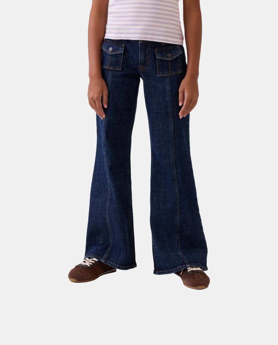 Vaquero de niña fiare con bolsillos de parche - Gap - Azul índigo Azul índigo-3