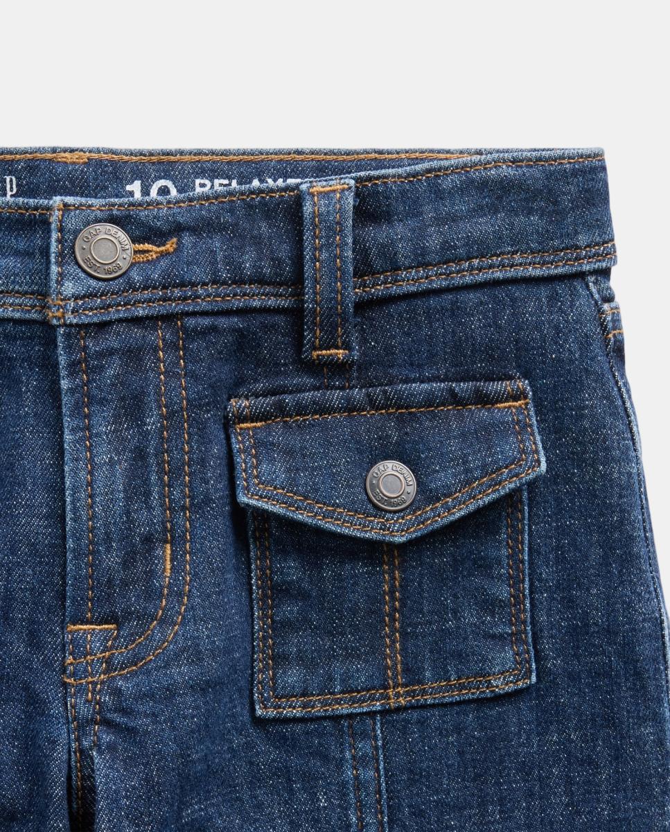 Vaquero de niña fiare con bolsillos de parche - Gap - Azul índigo Azul índigo-6