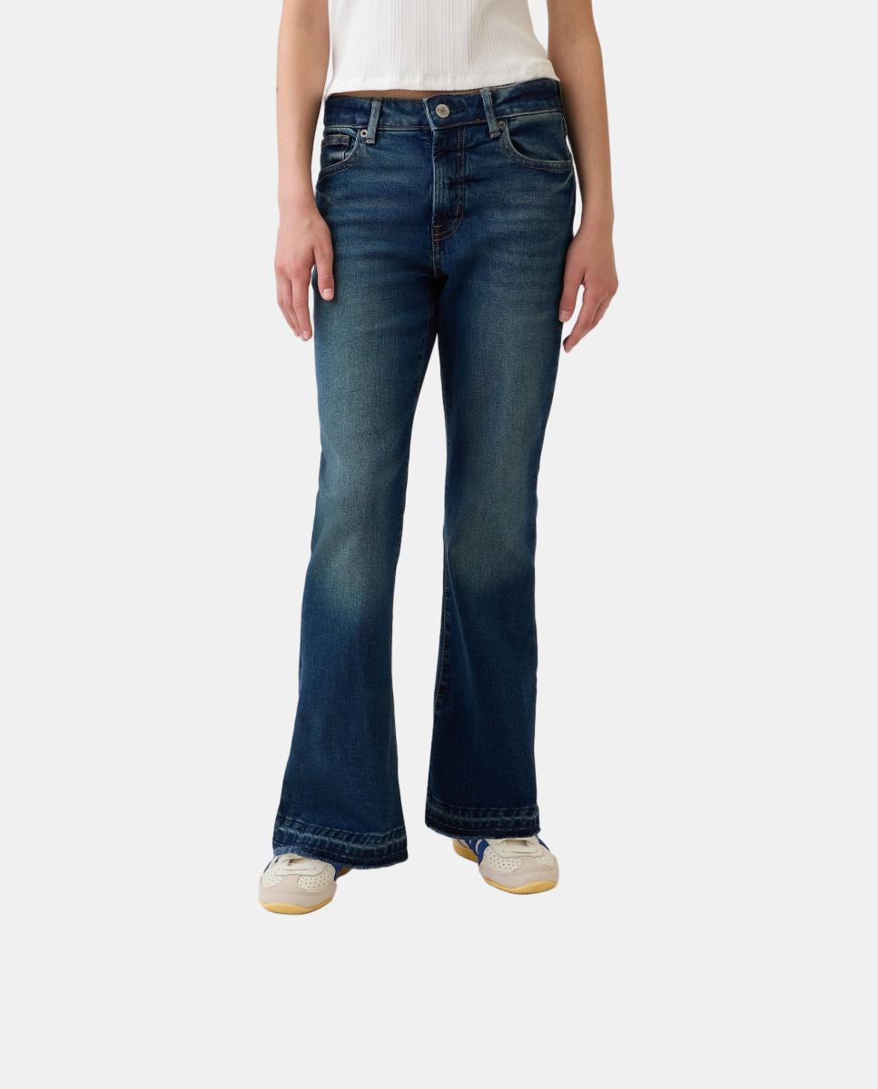 Jeans Lisas com Bolso de Remendo Azul-marinho-2