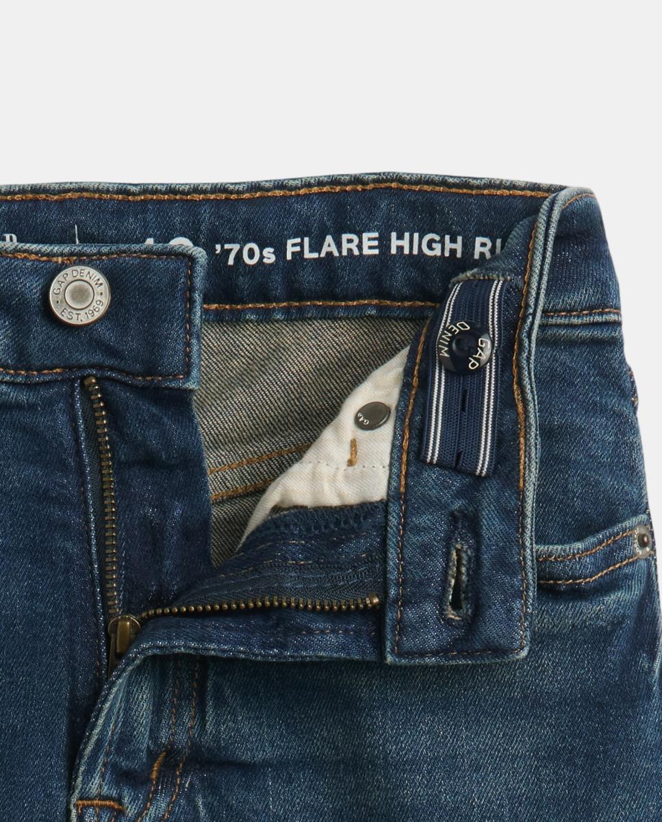 Jeans Lisas com Bolso de Remendo Azul-marinho-5