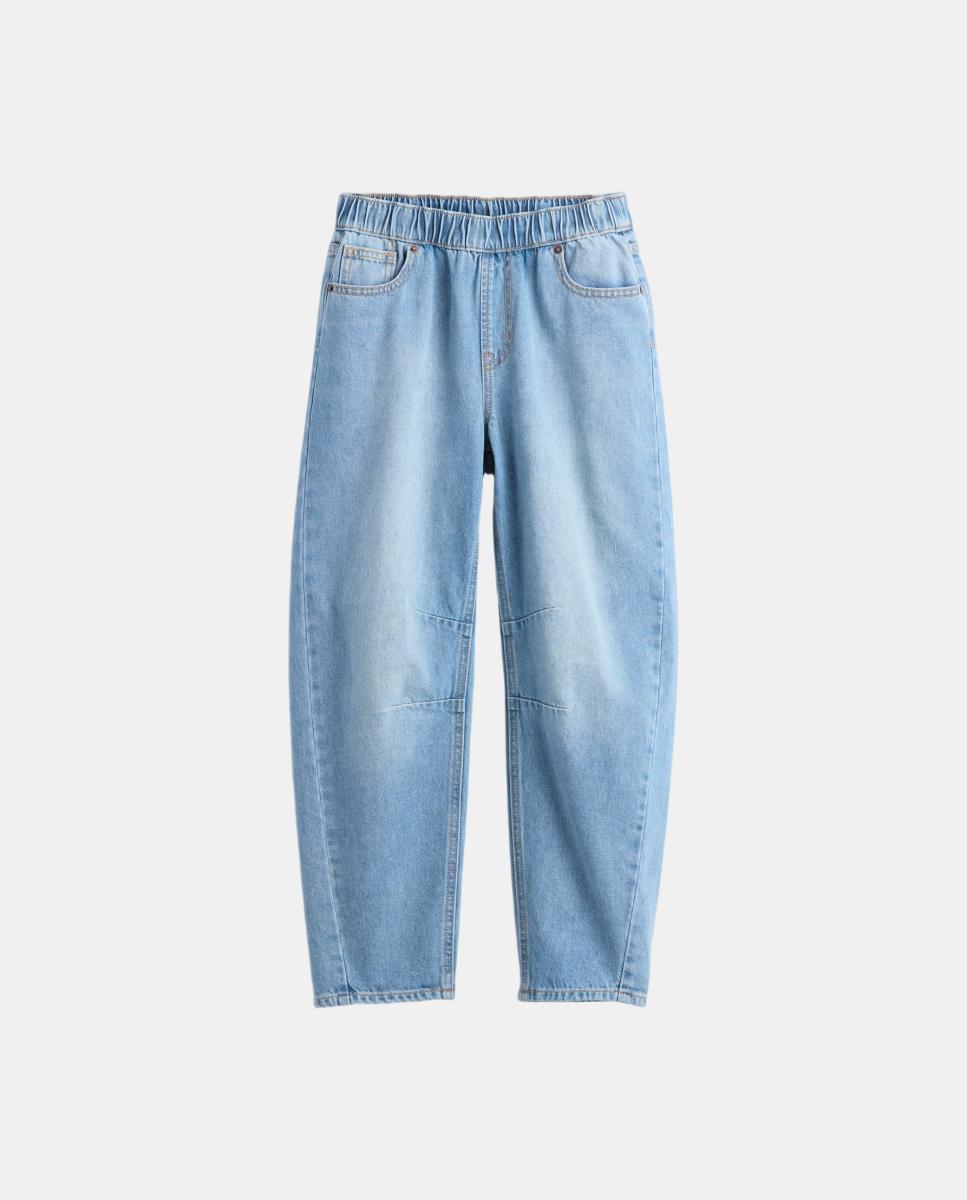 Jeans Lisas com Cintura Elástica Azul-2