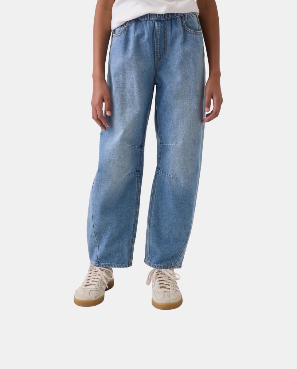 Jeans Lisas com Cintura Elástica Azul-3