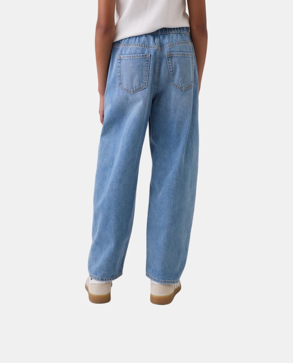 Jeans Lisas com Cintura Elástica Azul-4