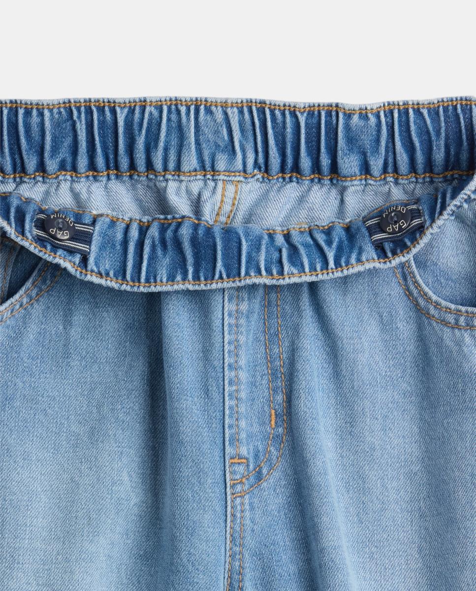 Jeans Lisas com Cintura Elástica Azul-6
