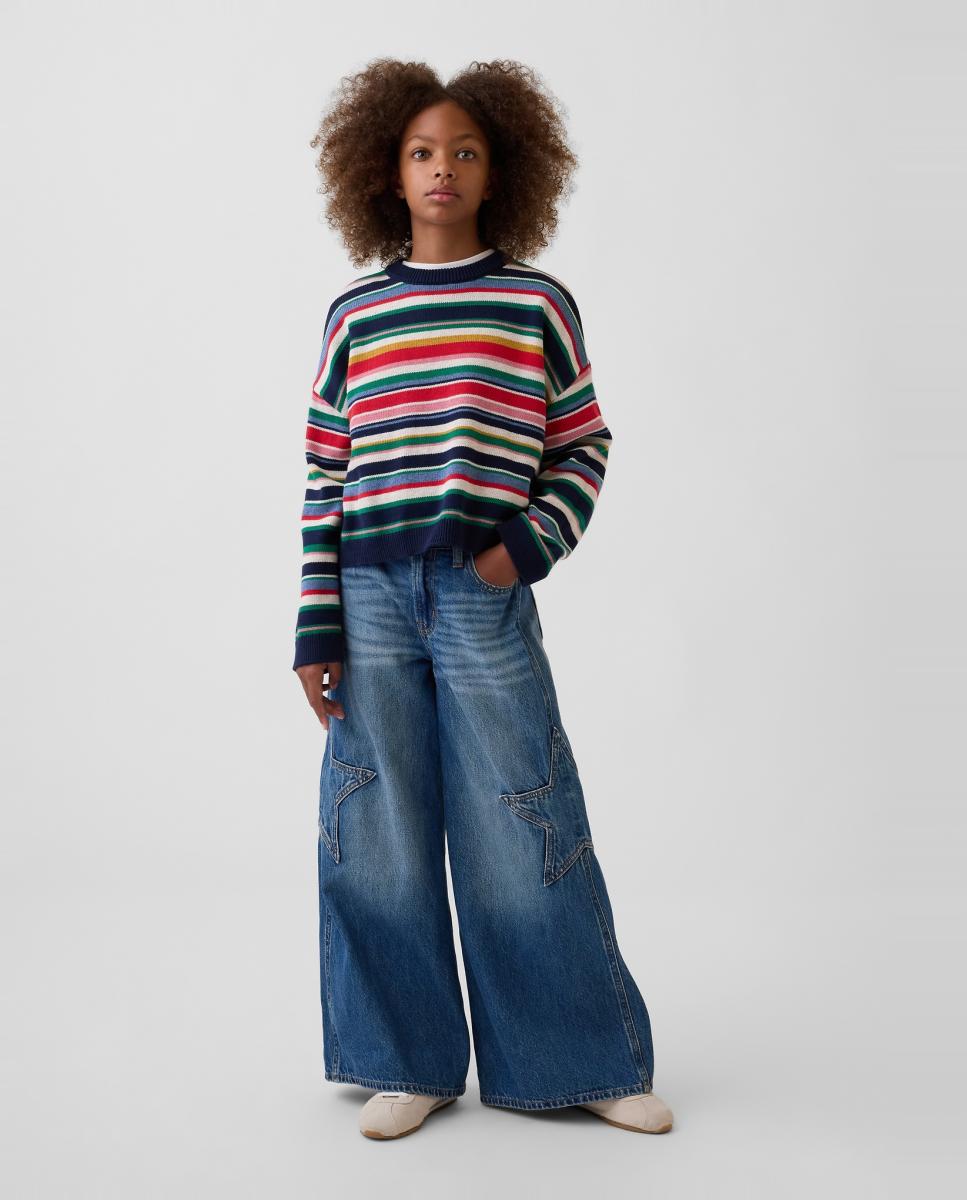 Imagen 1 de Pantalón de niña vaquero de tiro bajo y cinco bolsillos - Gap - Azul oscuro Azul oscuro