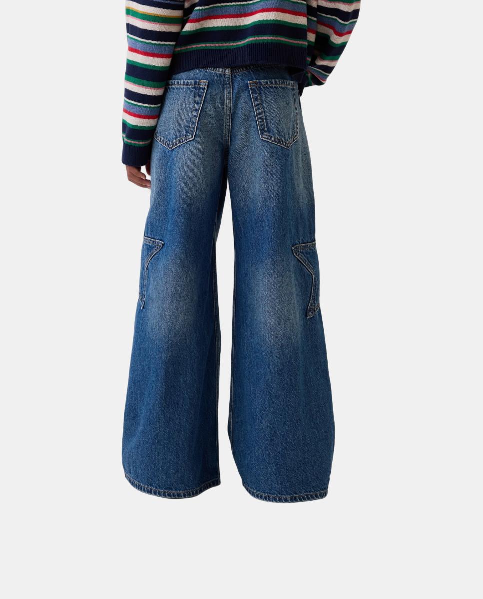 Imagen 3 de Pantalón de niña vaquero de tiro bajo y cinco bolsillos - Gap - Azul oscuro Azul oscuro