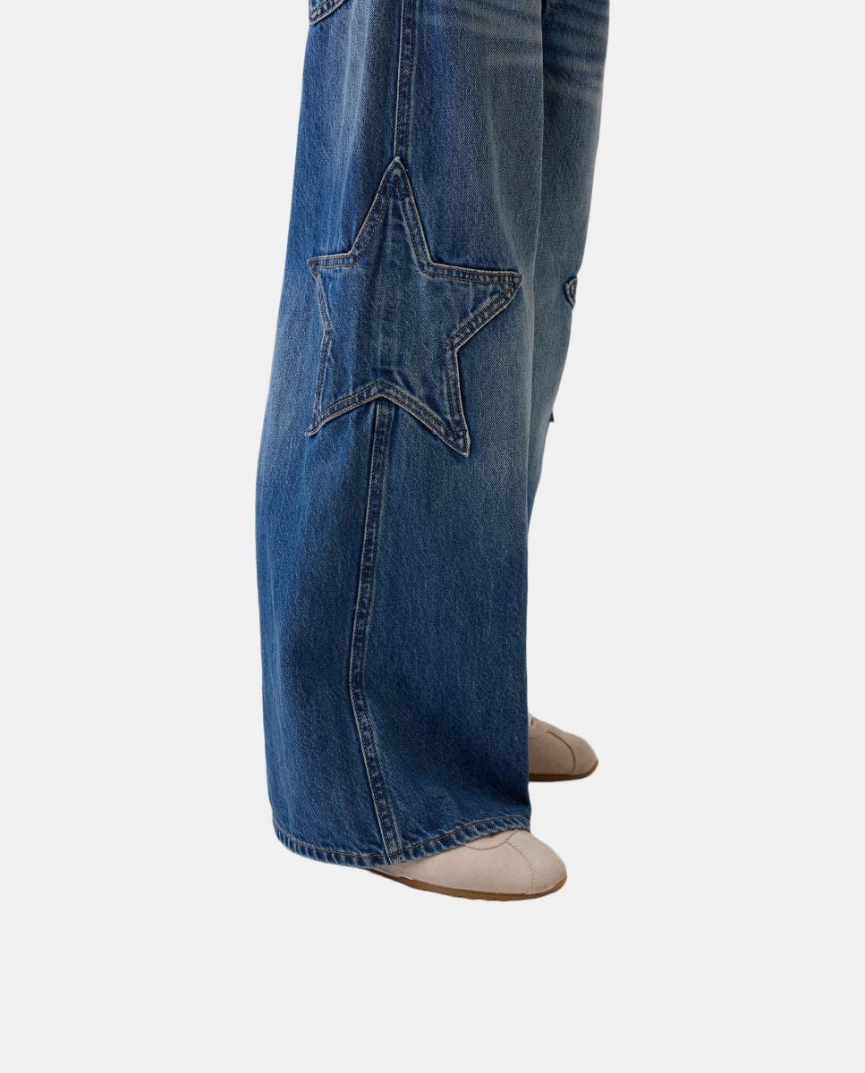 Imagen 4 de Pantalón de niña vaquero de tiro bajo y cinco bolsillos - Gap - Azul oscuro Azul oscuro