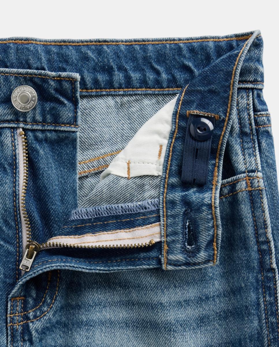 Imagen 6 de Pantalón de niña vaquero de tiro bajo y cinco bolsillos - Gap - Azul oscuro Azul oscuro