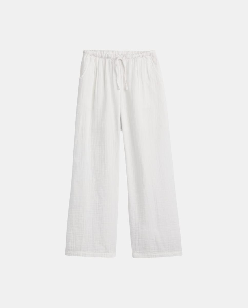 Calças Lisas Largas com Cintura Elástica Gap Branco-4