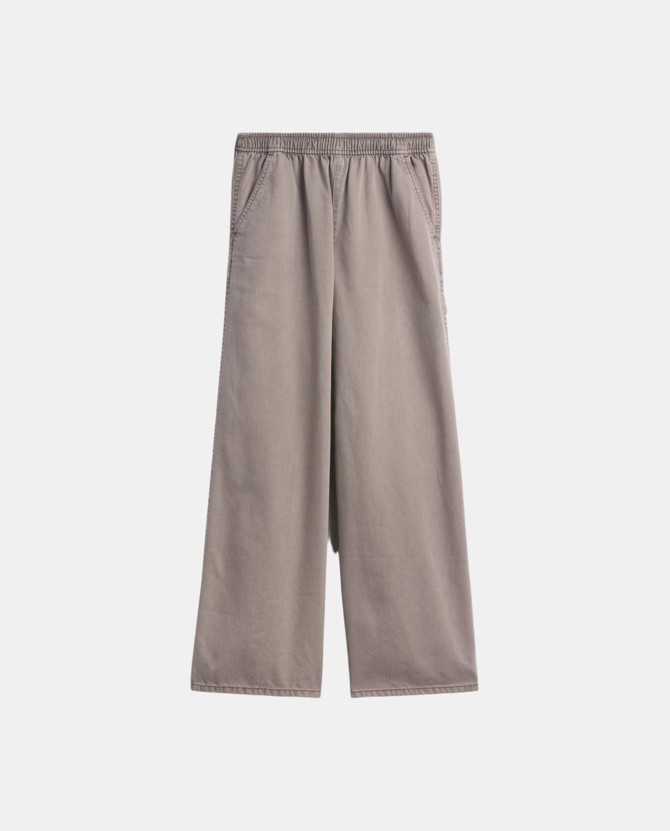 Calças Lisas com Bolsos de Remendo Taupe-2